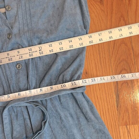 Vintage Ultrasuede Cap Sleeve Blue Dress P2P:16-18” pintuck belted shirt dress - Picture 9 of 12